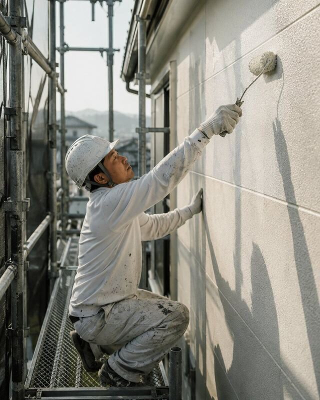塗装作業中の職人